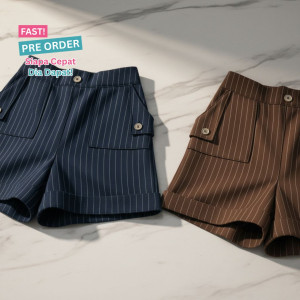 FAST PO STRIPE BUTTON SHORTPANS