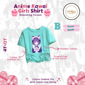 PO ANIME KAWAI GIRLS SHIRT BY NOOM² KIDS Drawstring Version