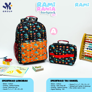 PO RAMI RANIA BACKPACK DAN LUNCH BAG CUSTOM NAME BY HK GRUP