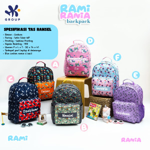 PO RAMI RANIA BACKPACK  CUSTOM NAME BY HK GRUP